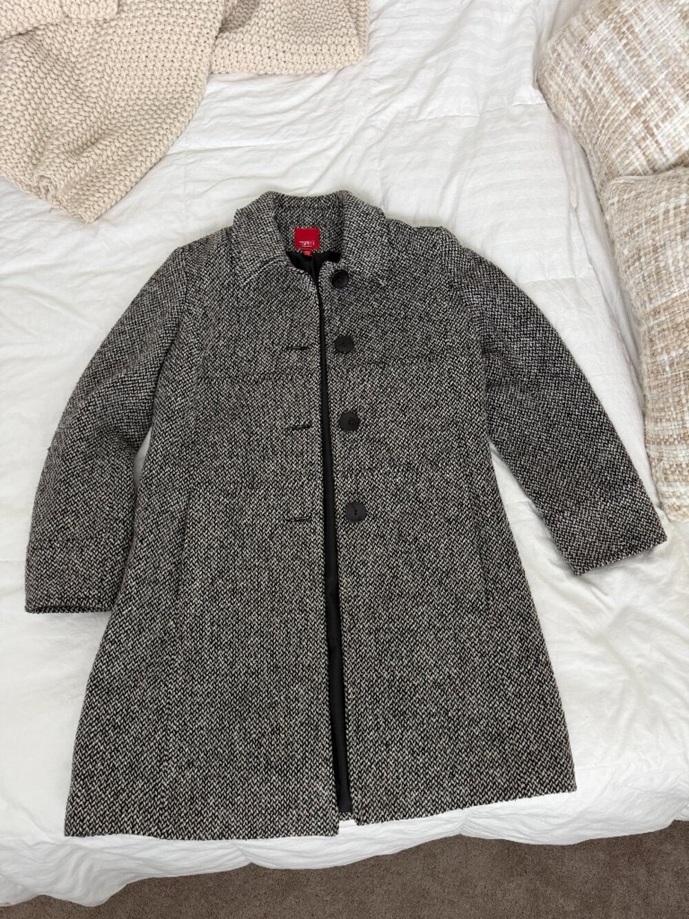 Vintage Esprit Herringbone Tweed Mid-Length Coat Size Large